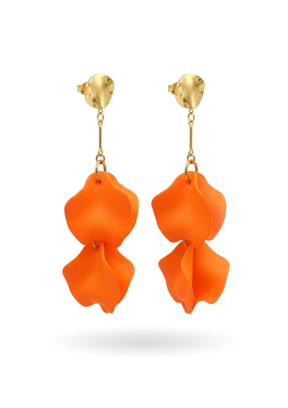 Boucles d'Oreilles Pendantes Pétales de Fleurs orange