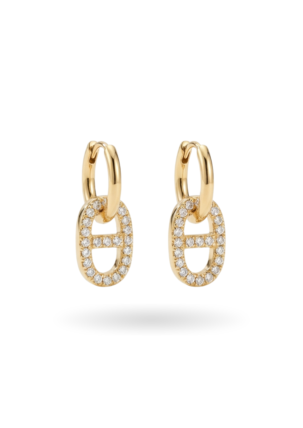 Boucles d'Oreilles Créoles Maille Marine Strass or