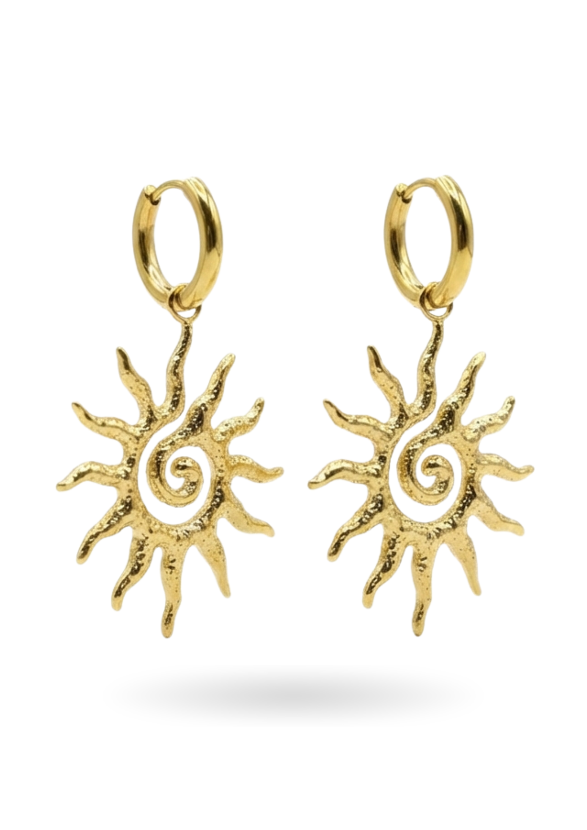Boucles d'Oreilles Créoles Soleil Spirale or