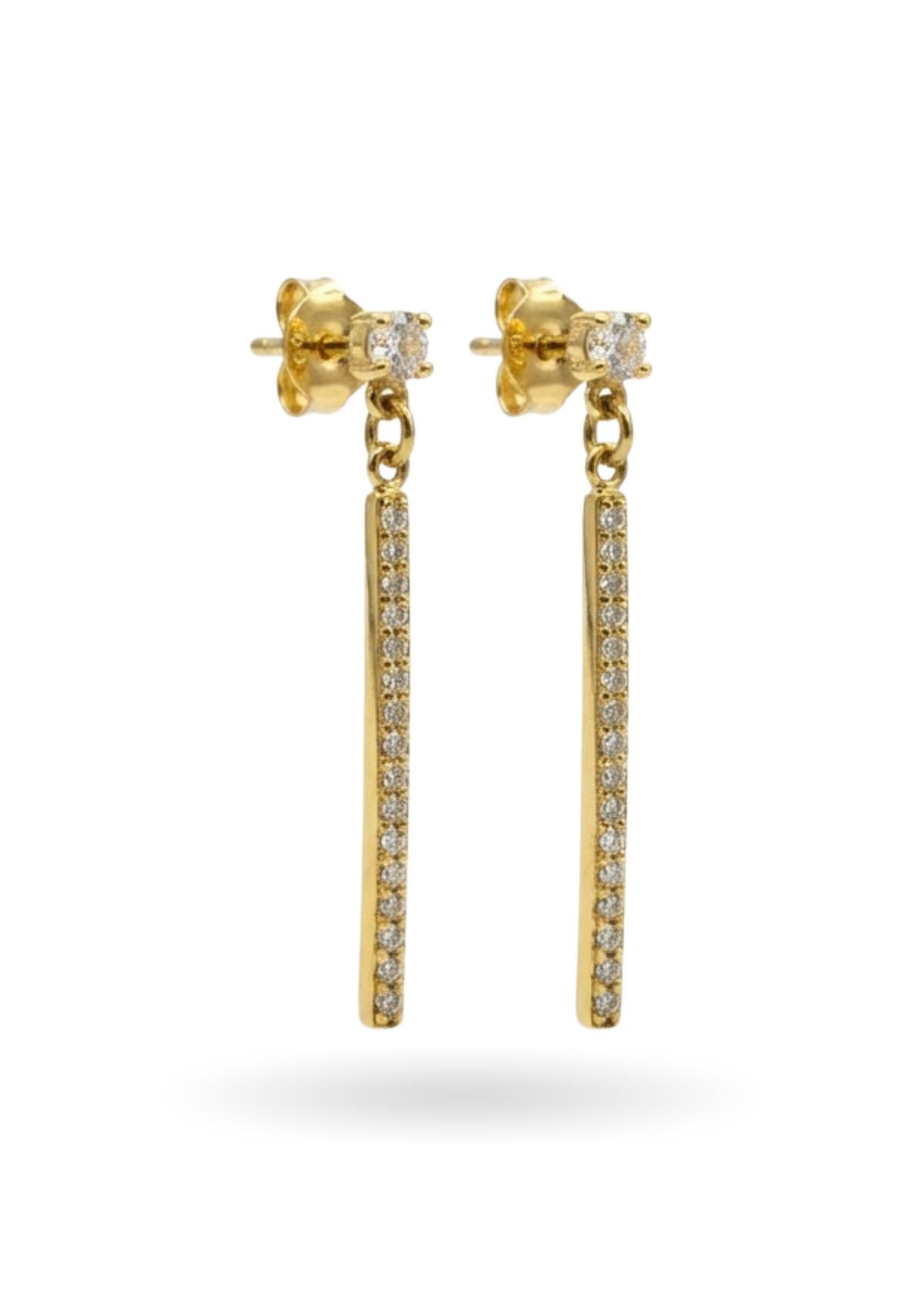 Boucles d'Oreilles Pendantes Barres Strass or