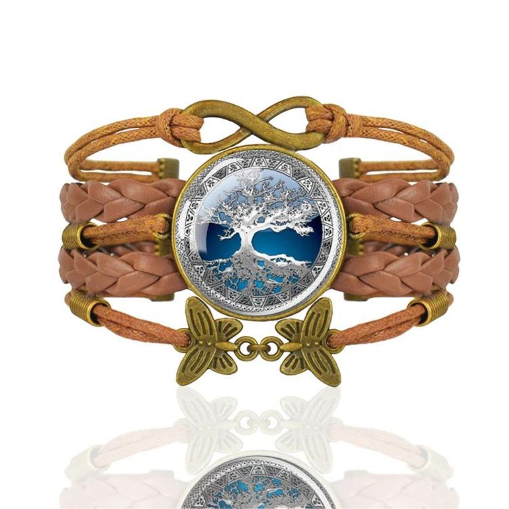 Bracelet Arbre de Vie Cuir bleu