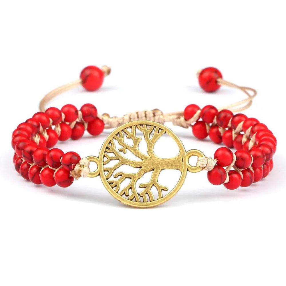 Bracelet Arbre de Vie Perles Rouges