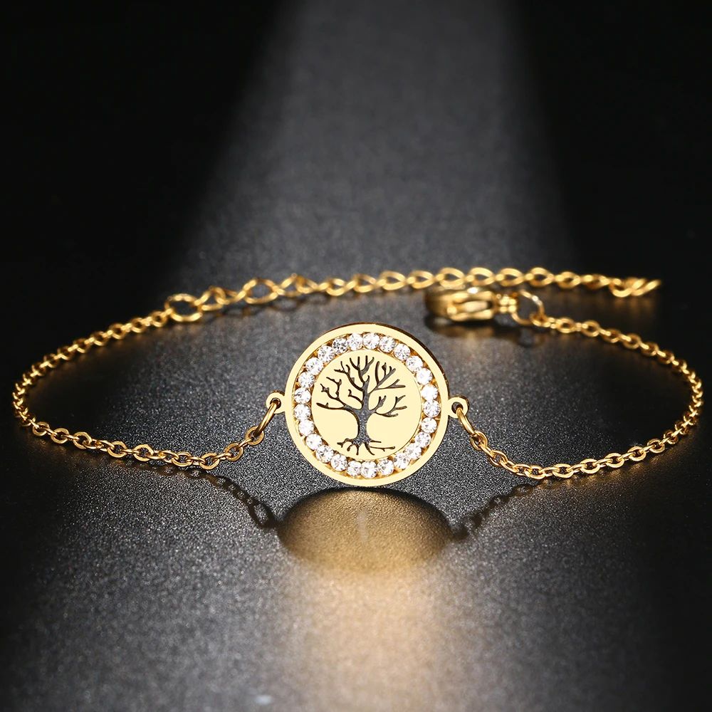 Bracelet Arbre de Vie Strass Or