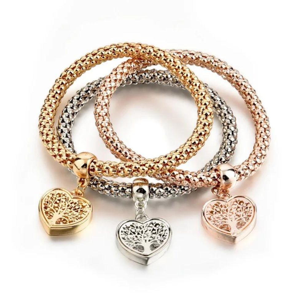 Triple Bracelet Arbre de Vie en Coeur