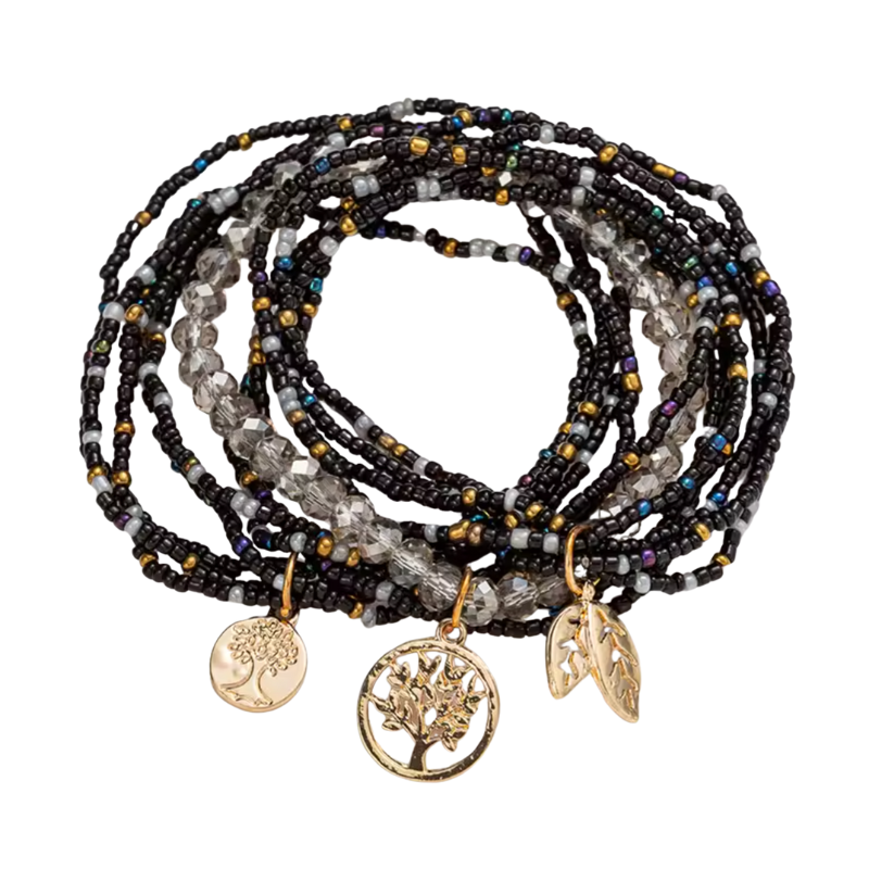 Bracelet Arbre de Vie Élastique noir