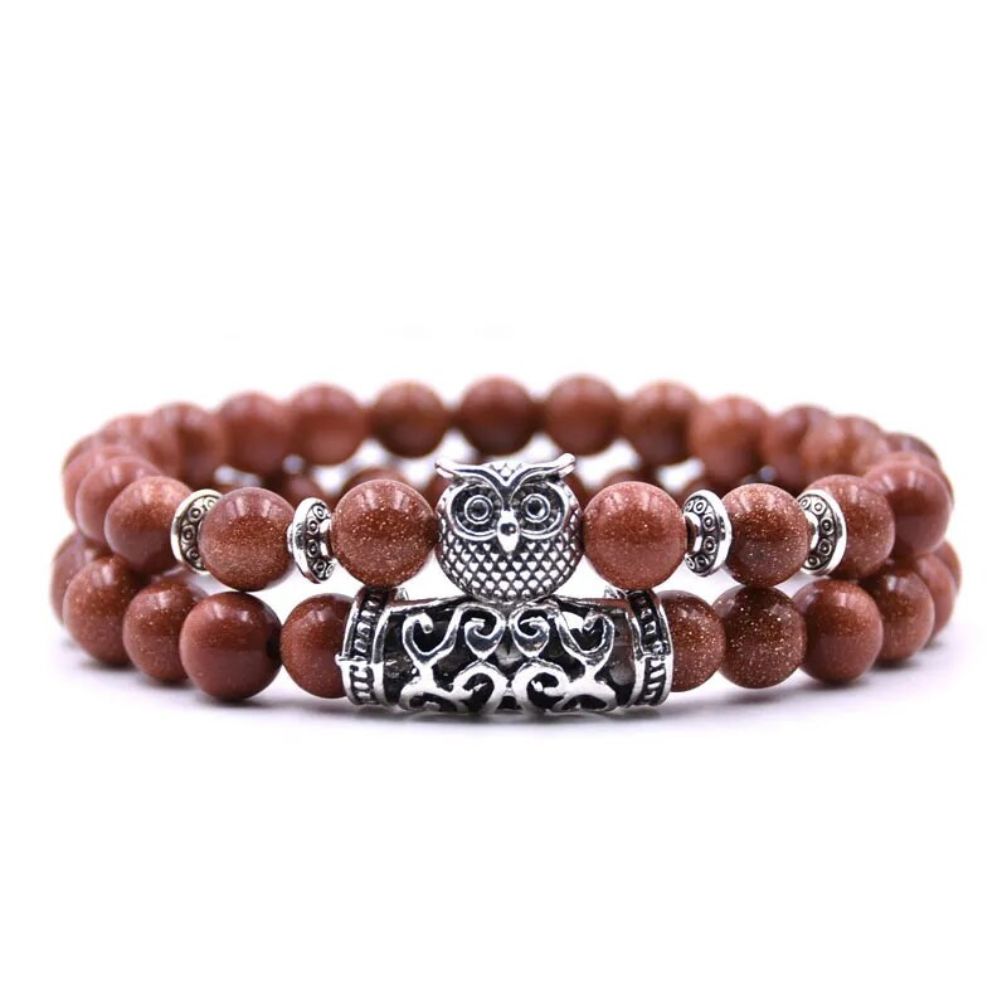 Bracelet avec Chouette bordeaux