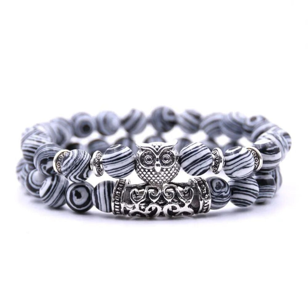 Bracelet avec hibou gris