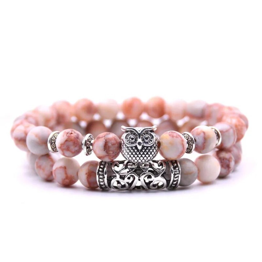 Bracelet avec Chouette rose