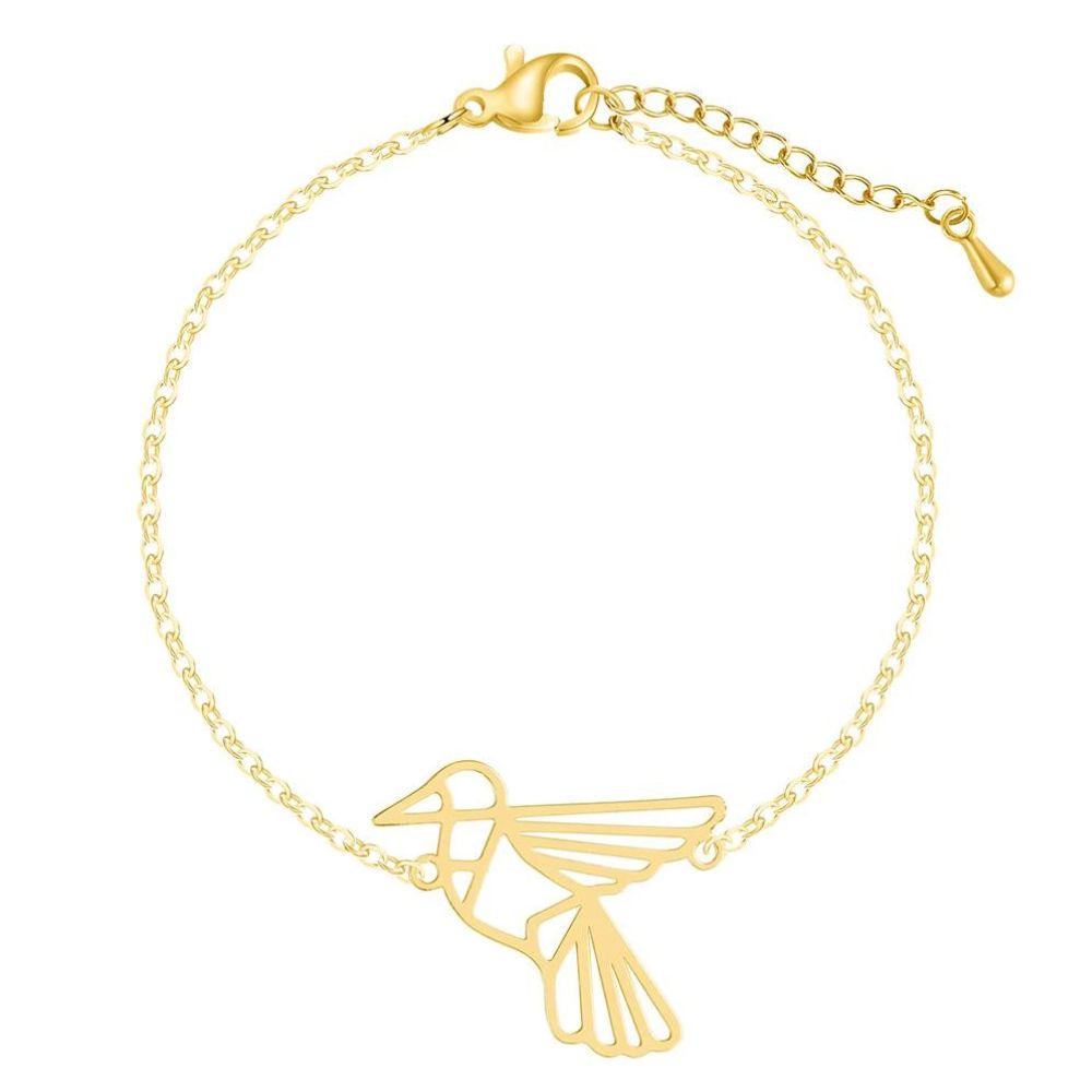 bracelet avec oiseau couleur or