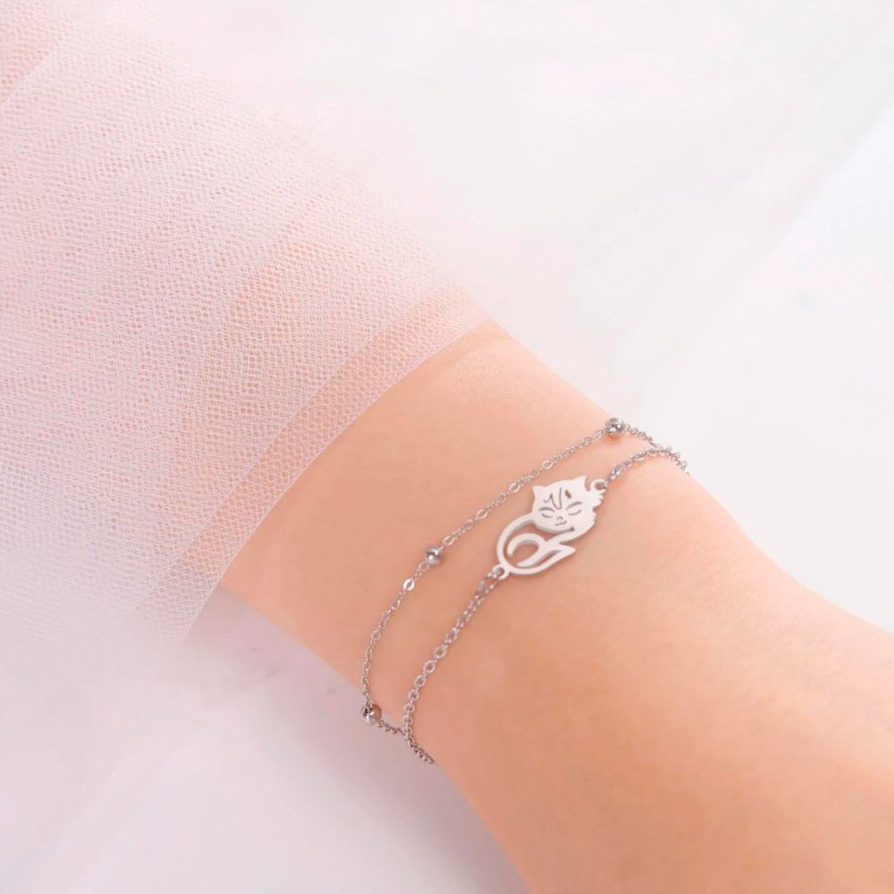 Bracelet Chat Chainette argent