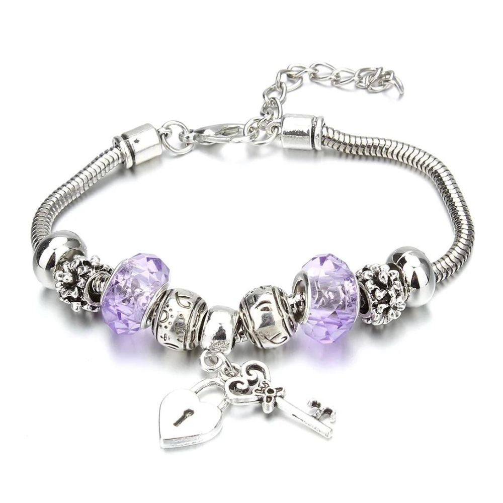 Bracelet Clé Breloque Violet