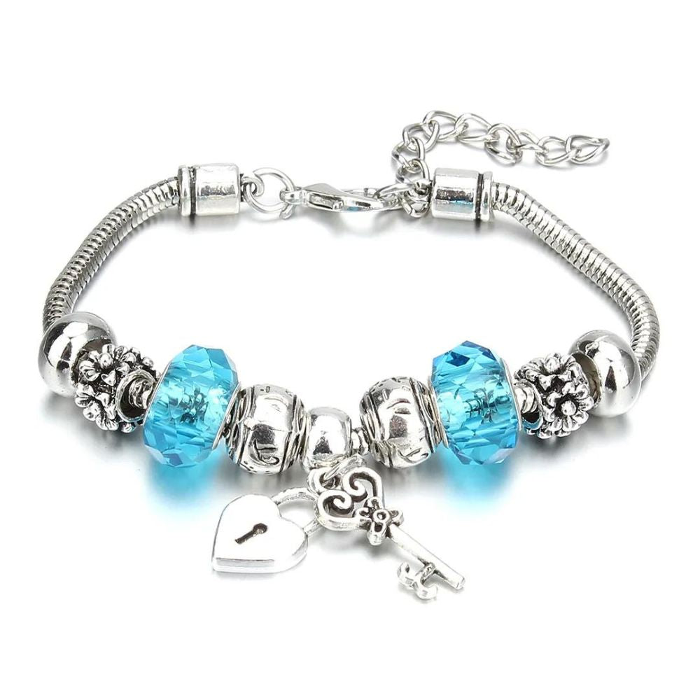 Bracelet Clé Breloque Bleu