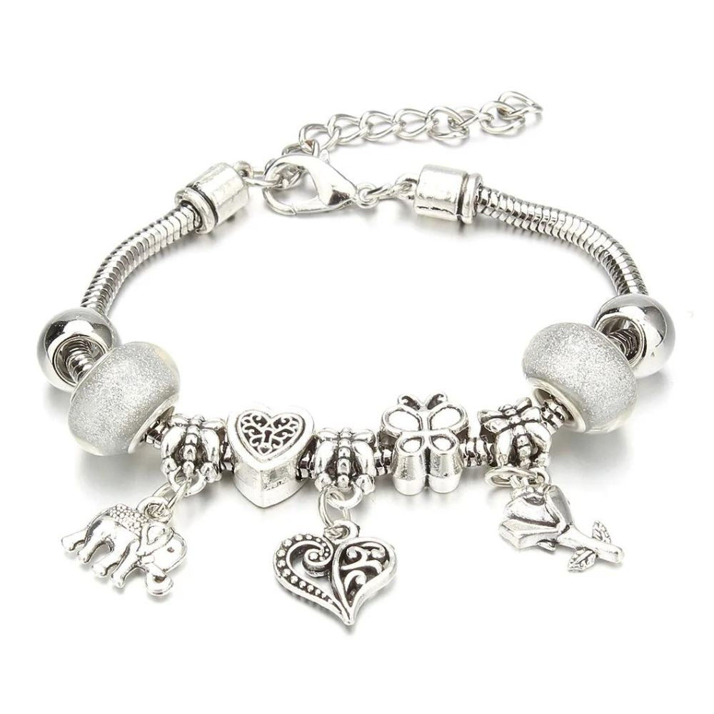 Bracelet Cœur Breloque Gris