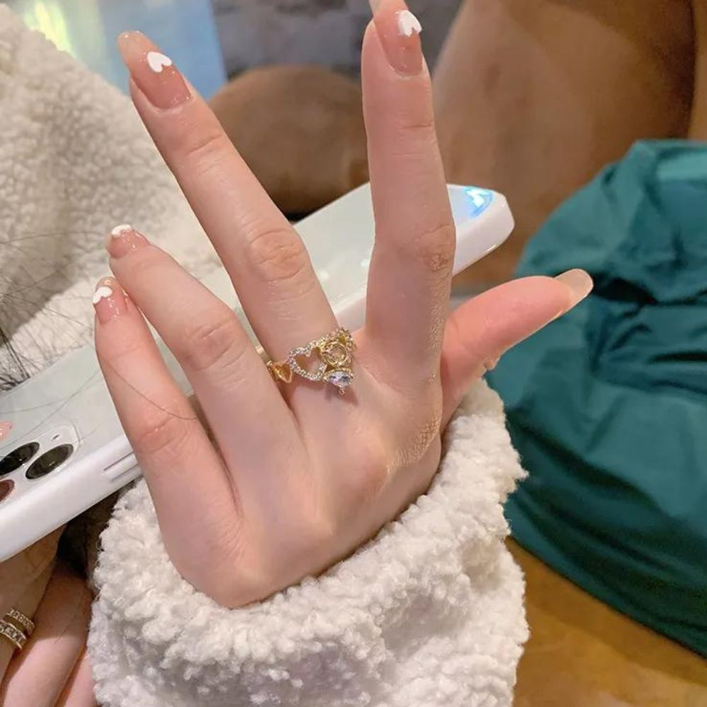 Bague Cœur Diamant Breloque L'Arène à Bijoux - Main Image