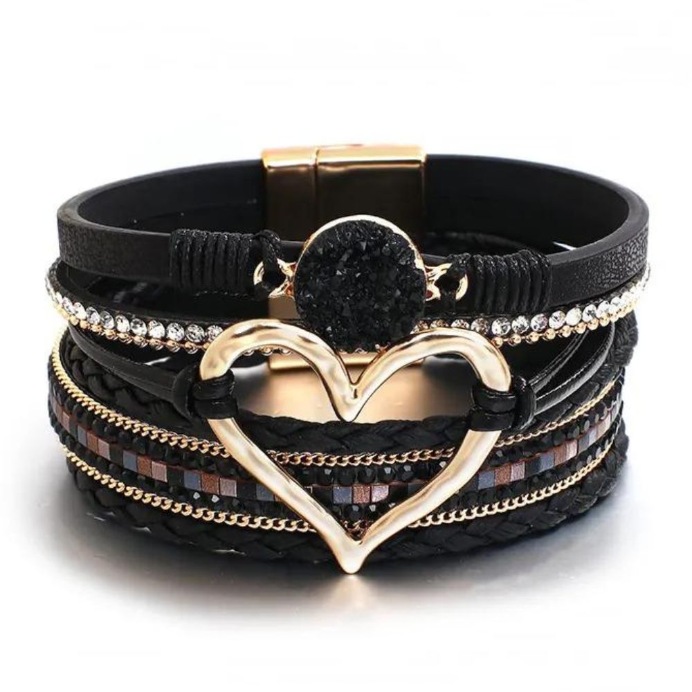 Bracelet Cœur Multirang Noir