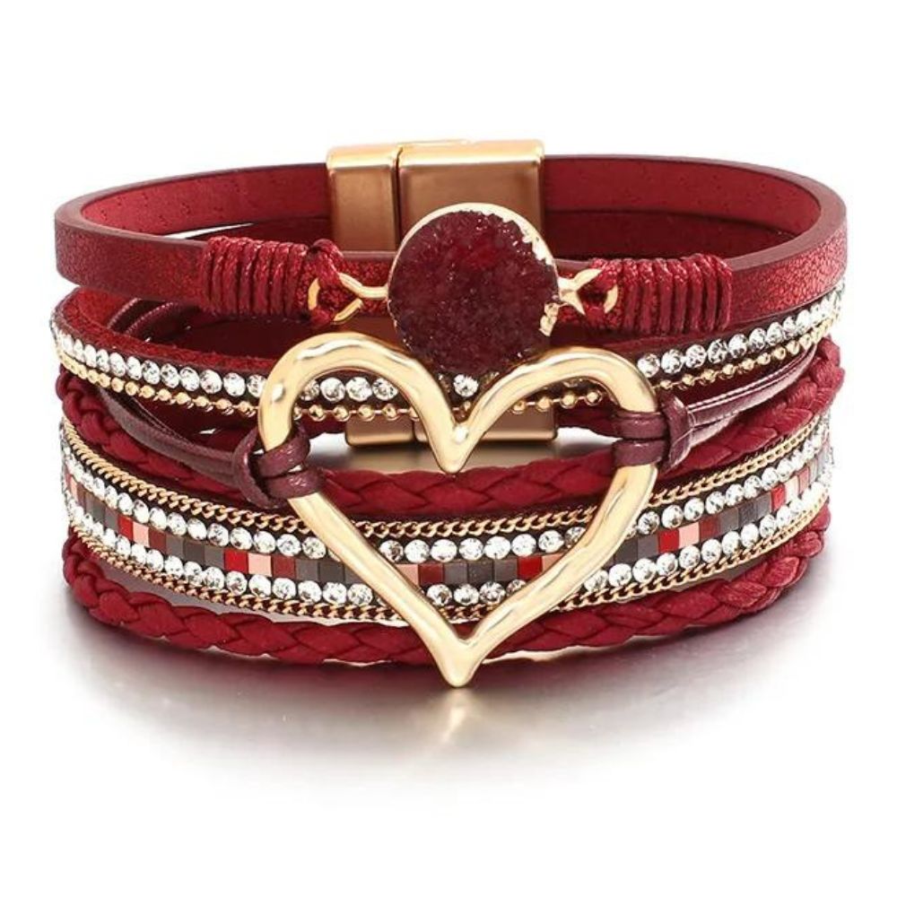 Bracelet Cœur Multirang Rouge