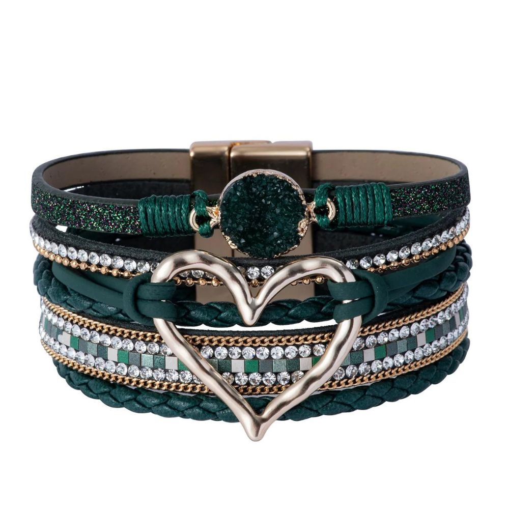 Bracelet Cœur Multirang Vert