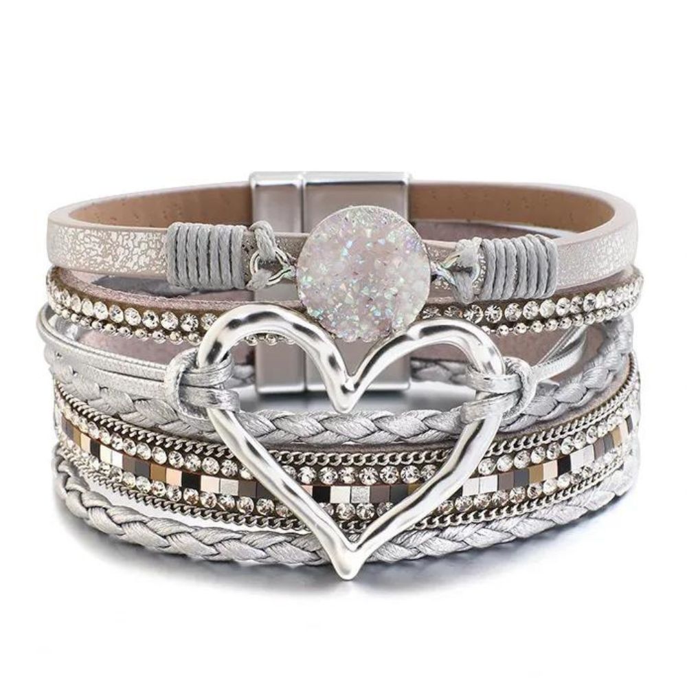 Bracelet Cœur Multirang Gris