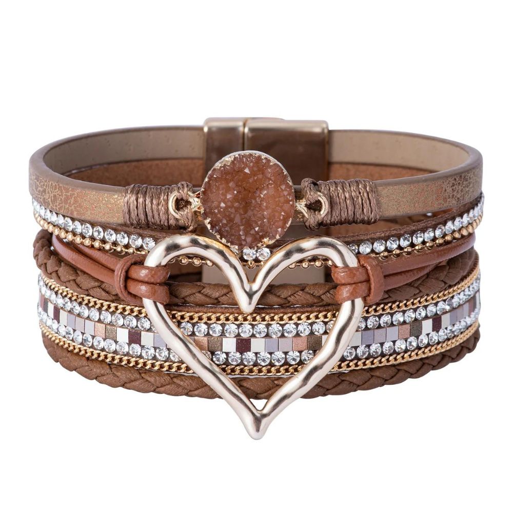 Bracelet Cœur Multirang Marron