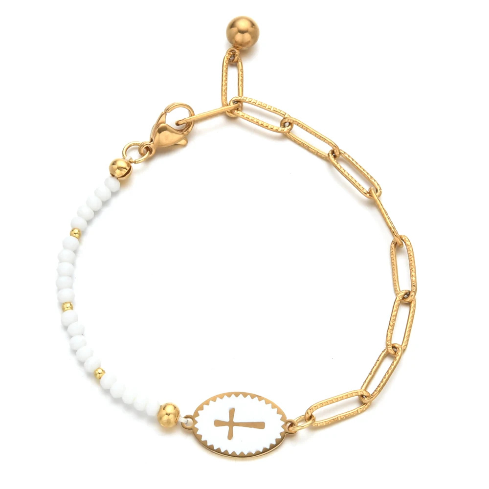 Bracelet Croix Couleur acier inoxydable