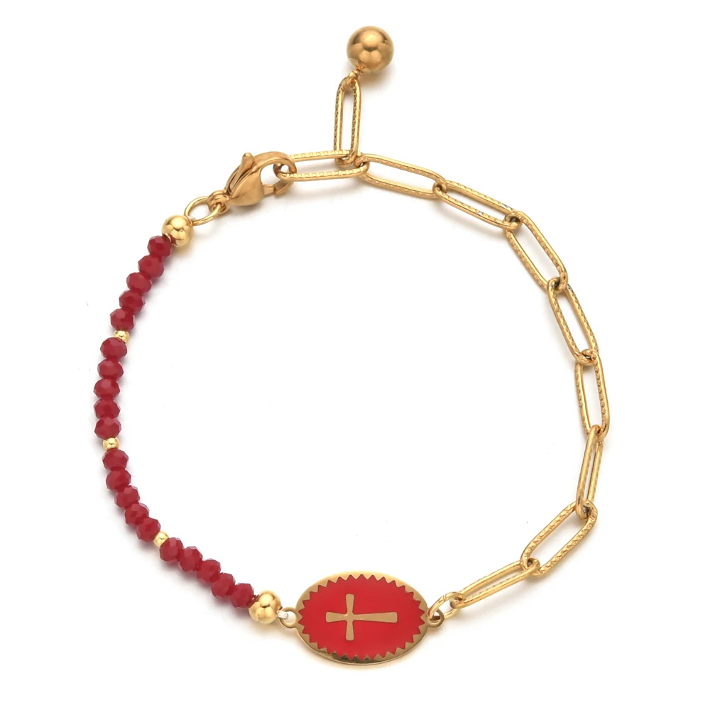 Bracelet Croix Couleur acier inoxydable