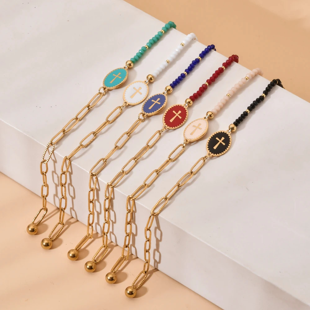 Bracelet Croix Couleur perle