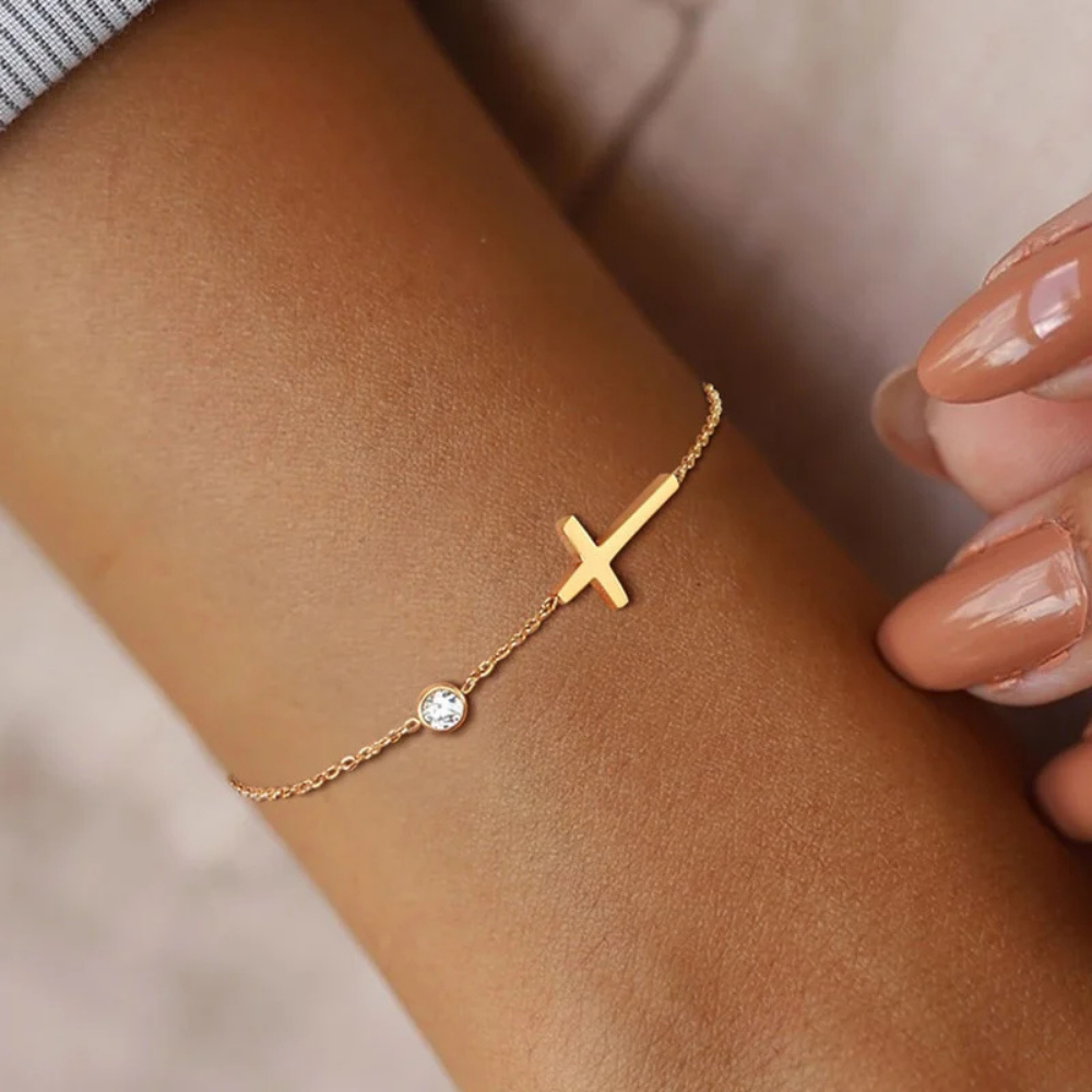 Bracelet Croix Pierre Naissance octobre