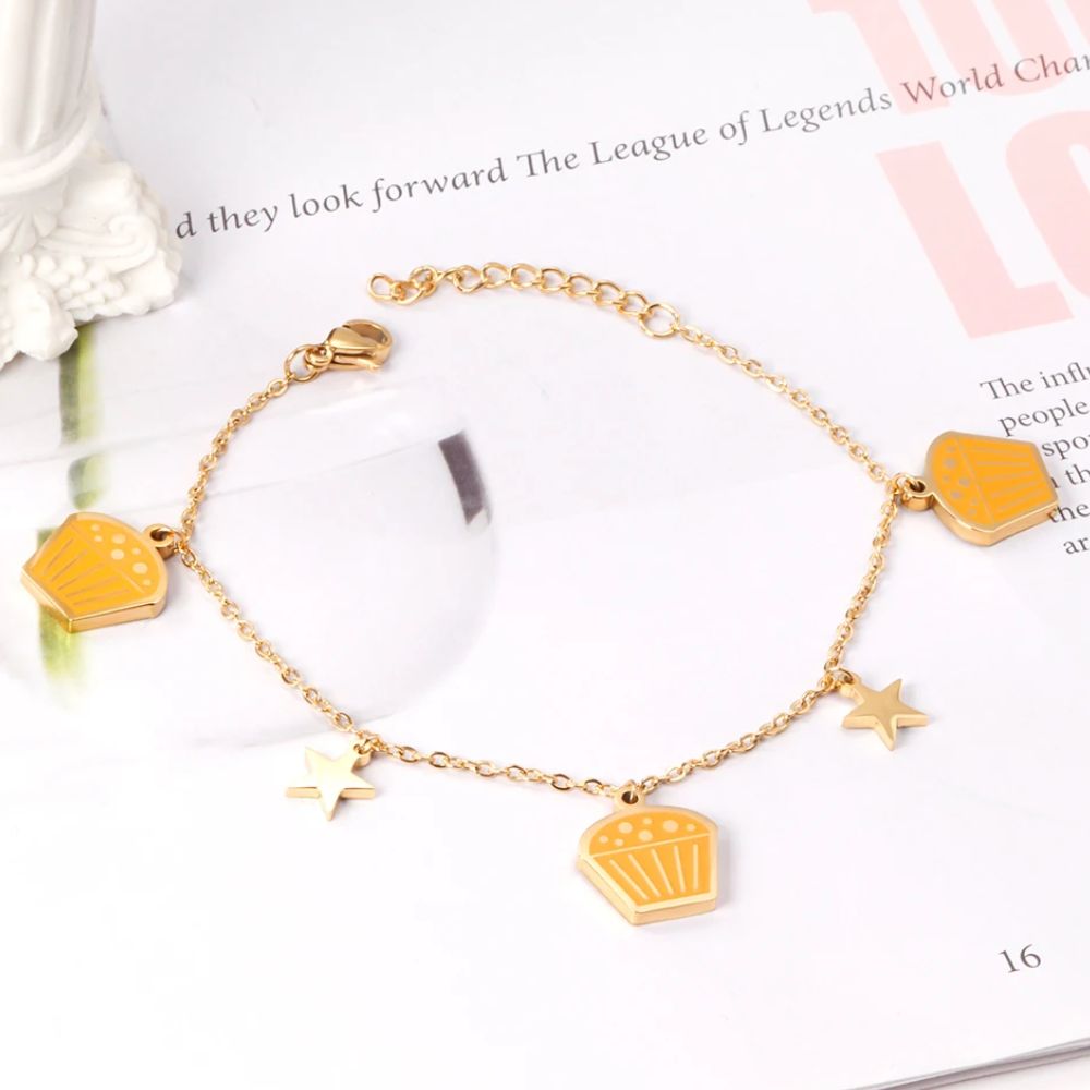 bracelet avec pendentif cupcake orange 