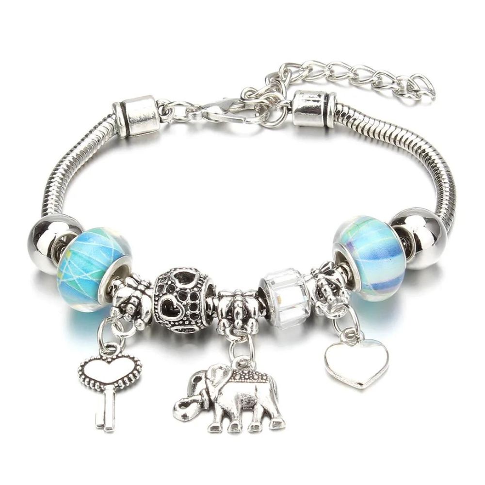 Bracelet Éléphant Breloque Bleu 