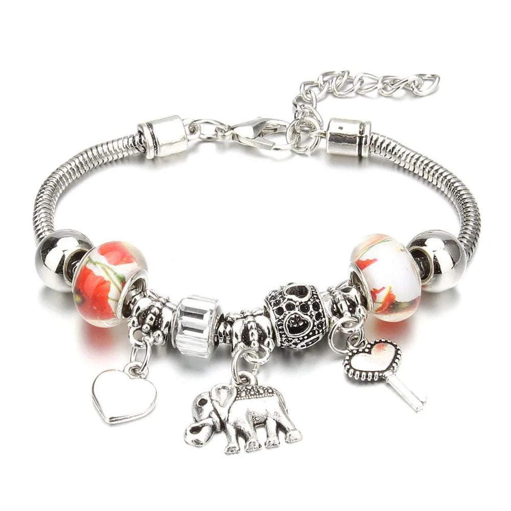 Bracelet Éléphant Breloque Orange