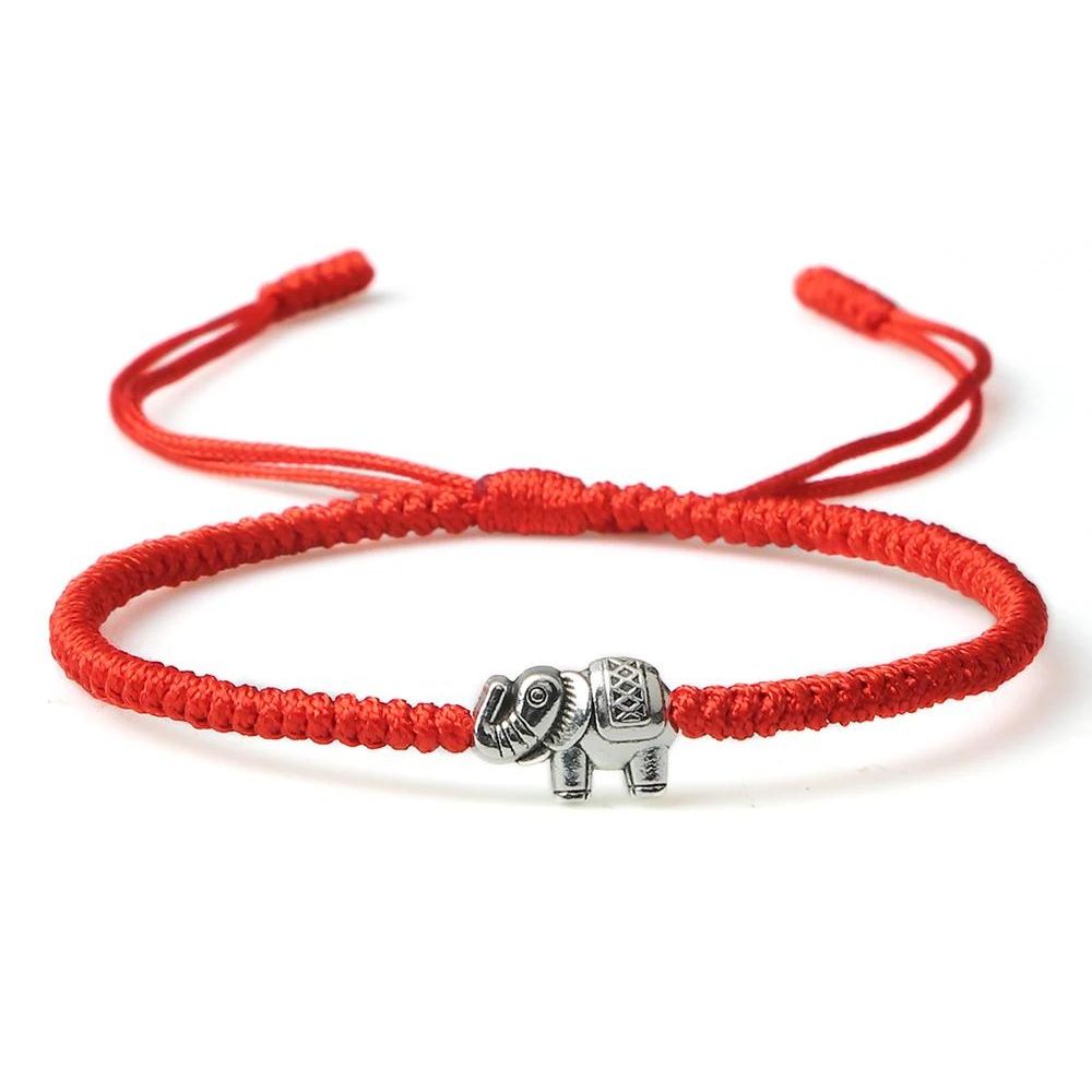 Bracelet Éléphant Cordon Rouge