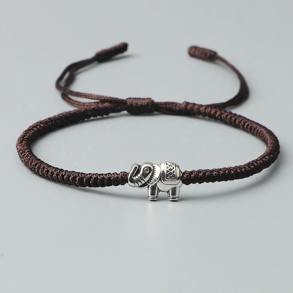 Bracelet Éléphant Cordon Marron