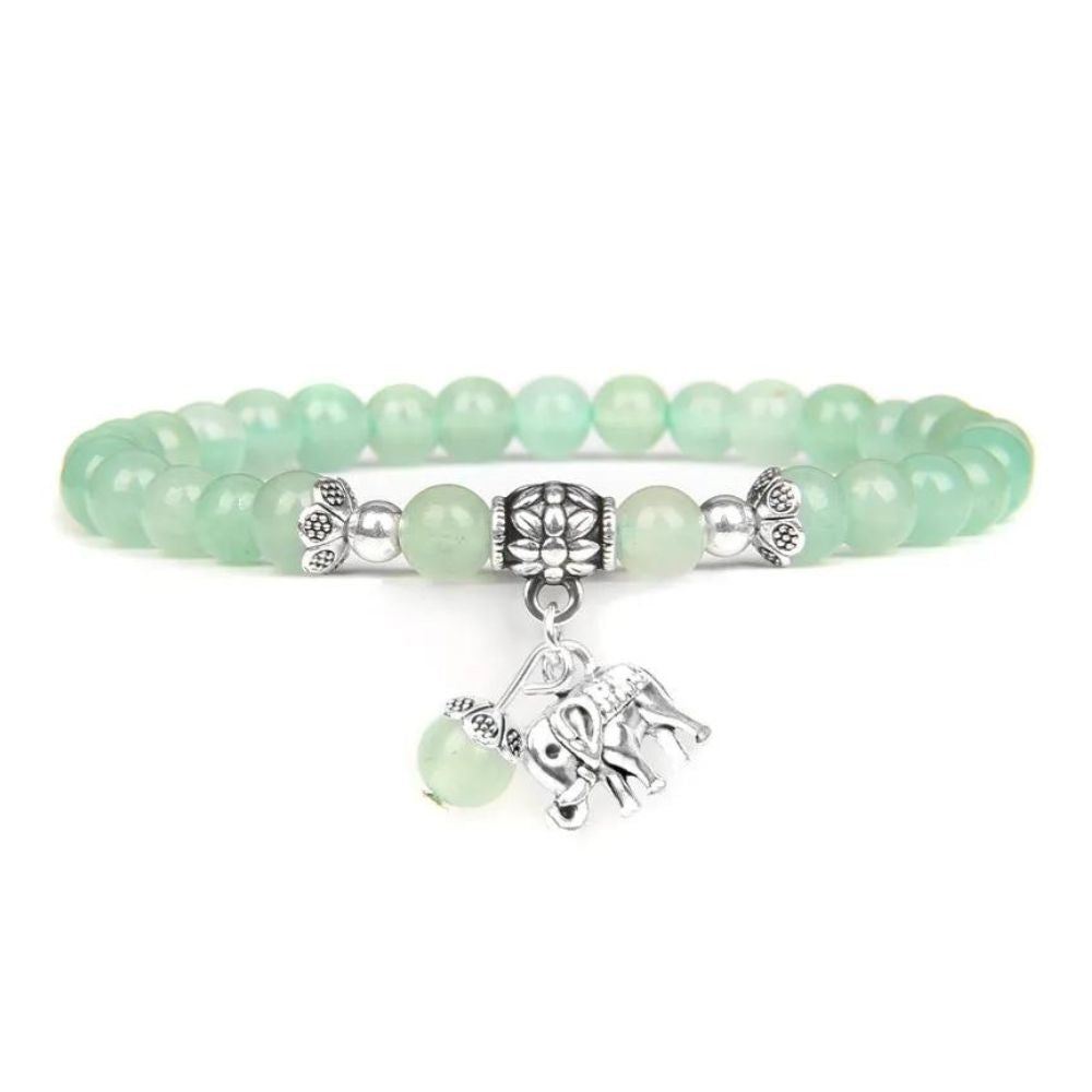 Bracelet Éléphant Perles Fines Aventurine  Vert