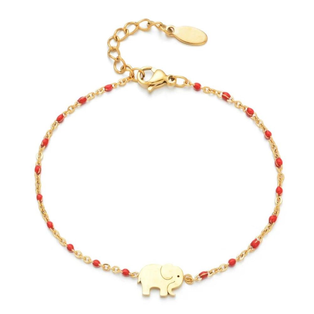 bracelet éléphant fin rouge