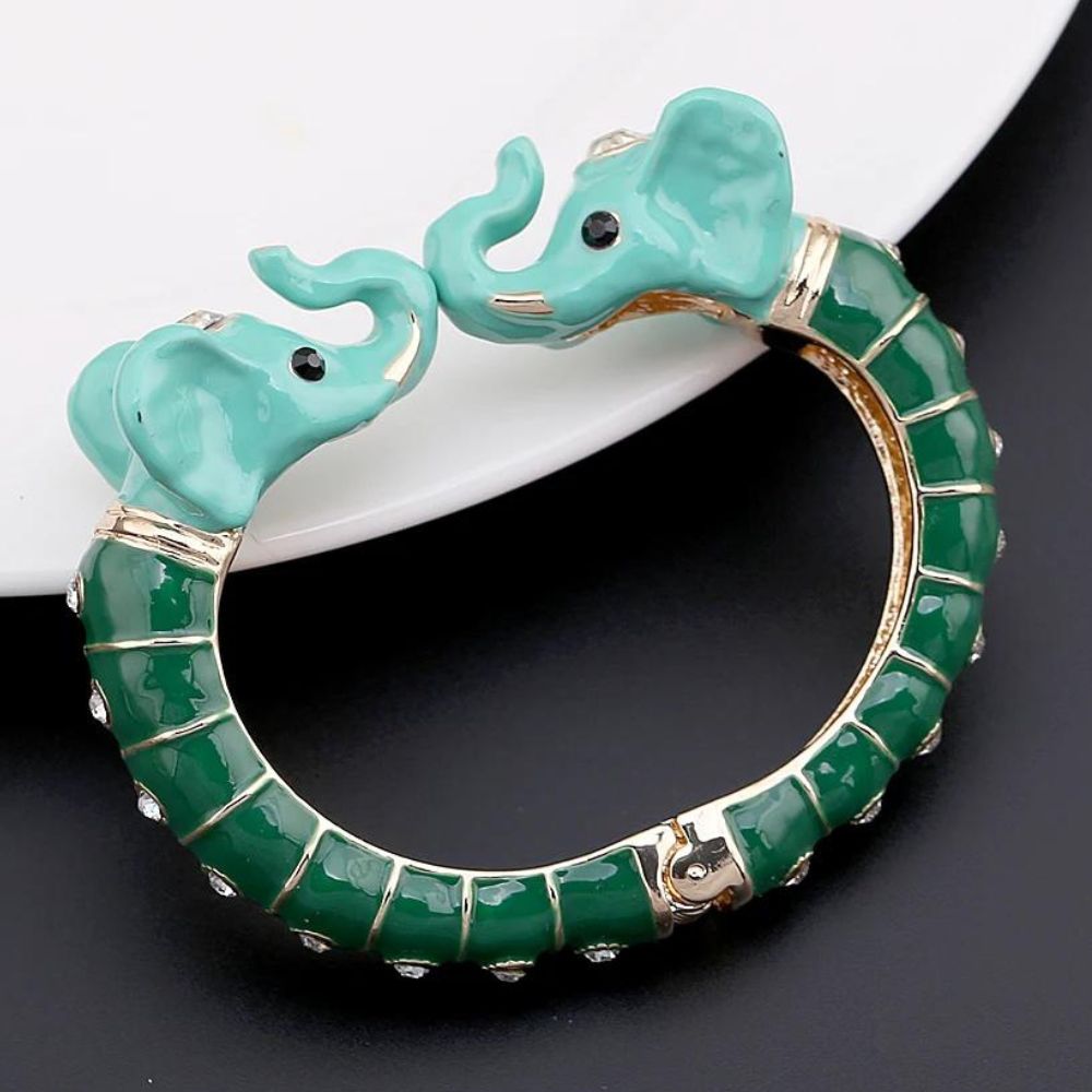 Bracelet Éléphant Original Acier Vert