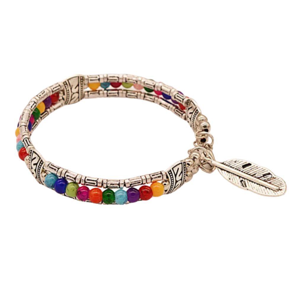 Bracelet Fantaisie Plumes mutlicolor