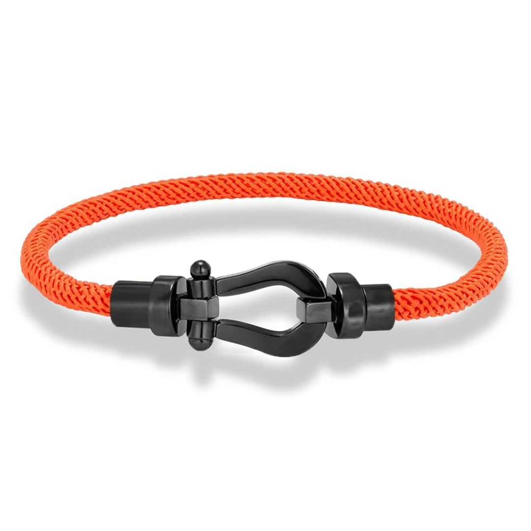 Bracelet Fer à Cheval Tissu orange