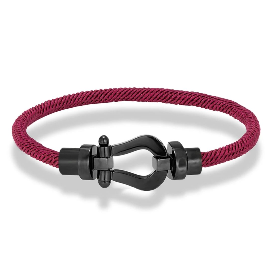 Bracelet Fer à Cheval Tissu bordeaux