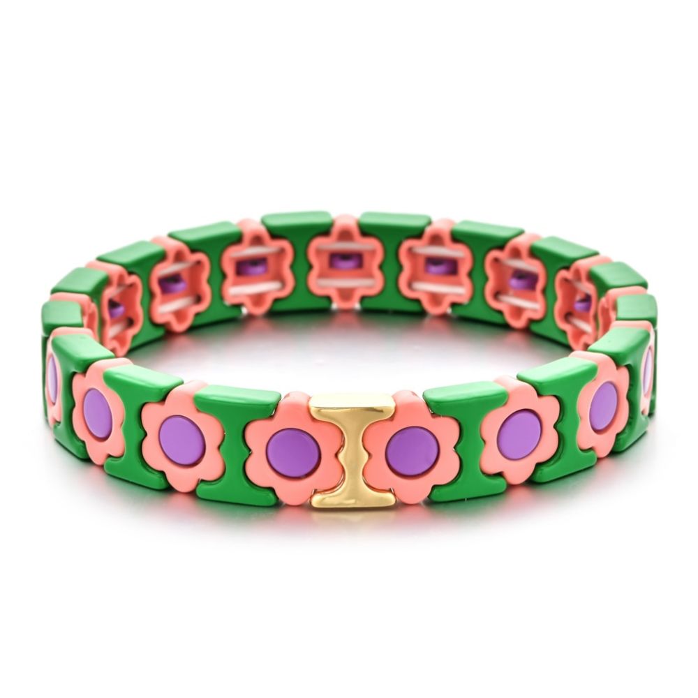 Bracelet Fleur Bohème vert