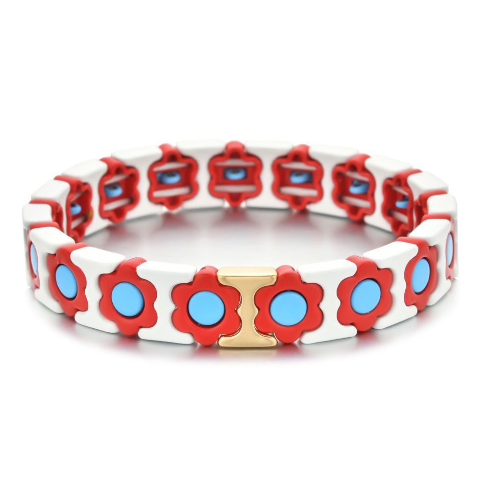 Bracelet Fleur Bohème rouge