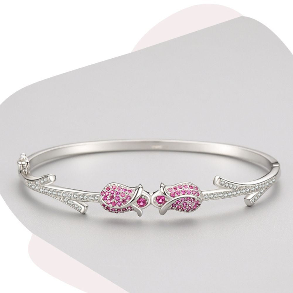 Bracelet Fleur Rose argent