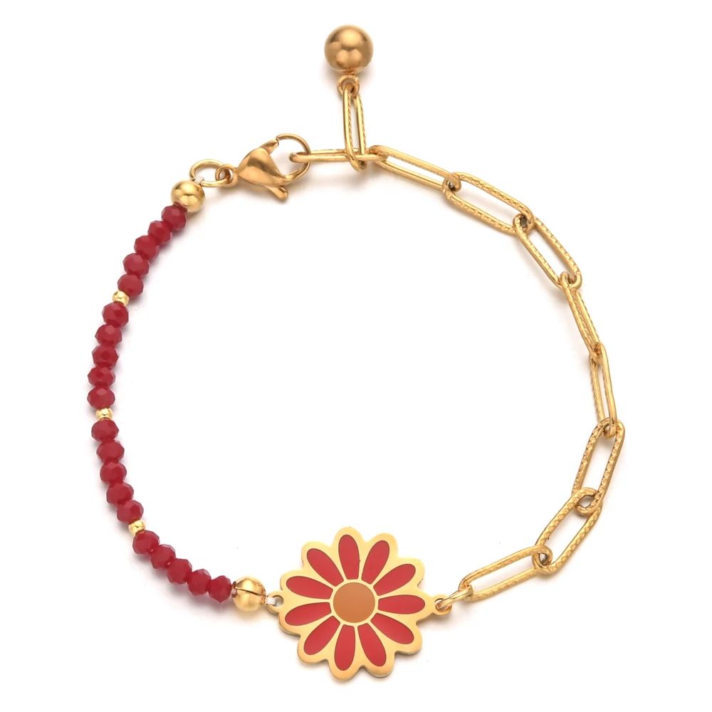 bracelet fleur zag rouge