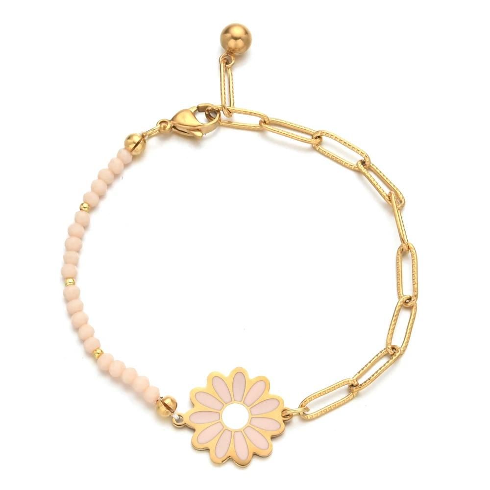 bracelet fleur zag rose