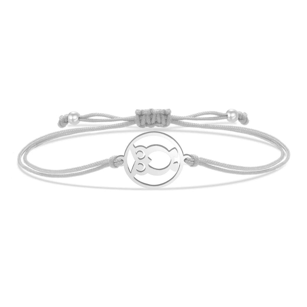 Bracelet Hibou Cordon gris