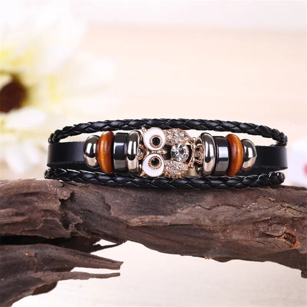 Bracelet Hibou Homme cuir