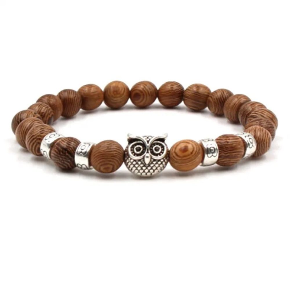 Bracelet Hibou Perle marron