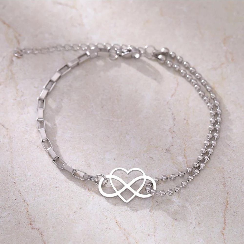 Bracelet Infini et Cœur Argent