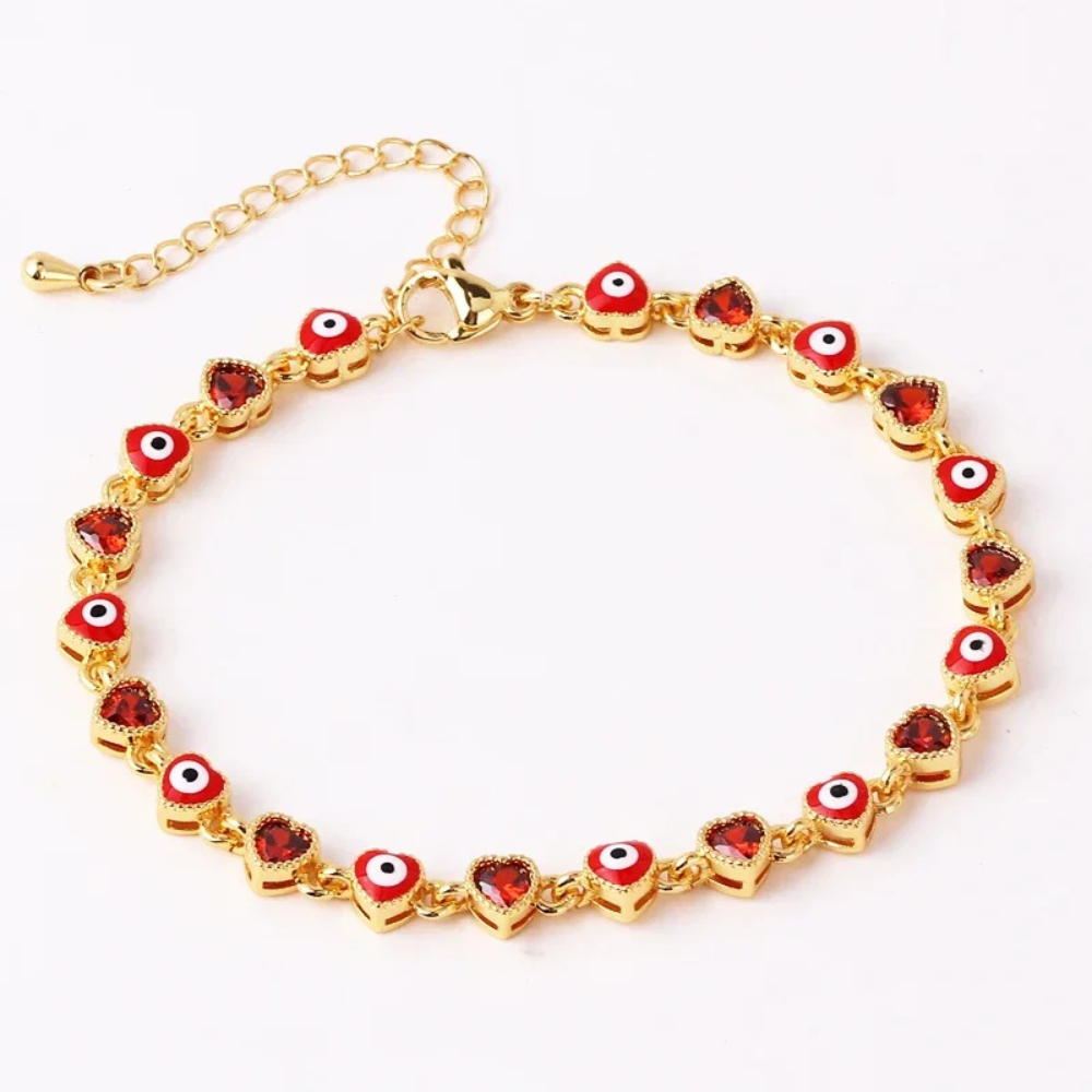 Bracelet Œil Rouge Strass Femme