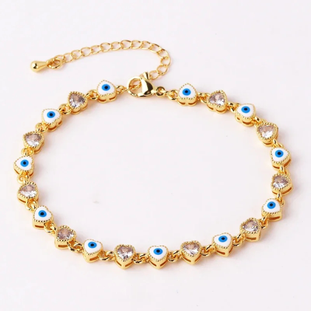 Bracelet Œil Blanc Strass Femme