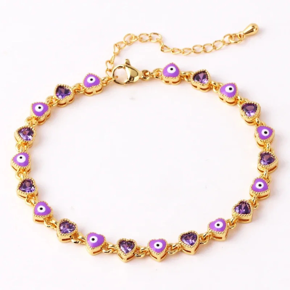 Bracelet Œil Violet Strass Femme